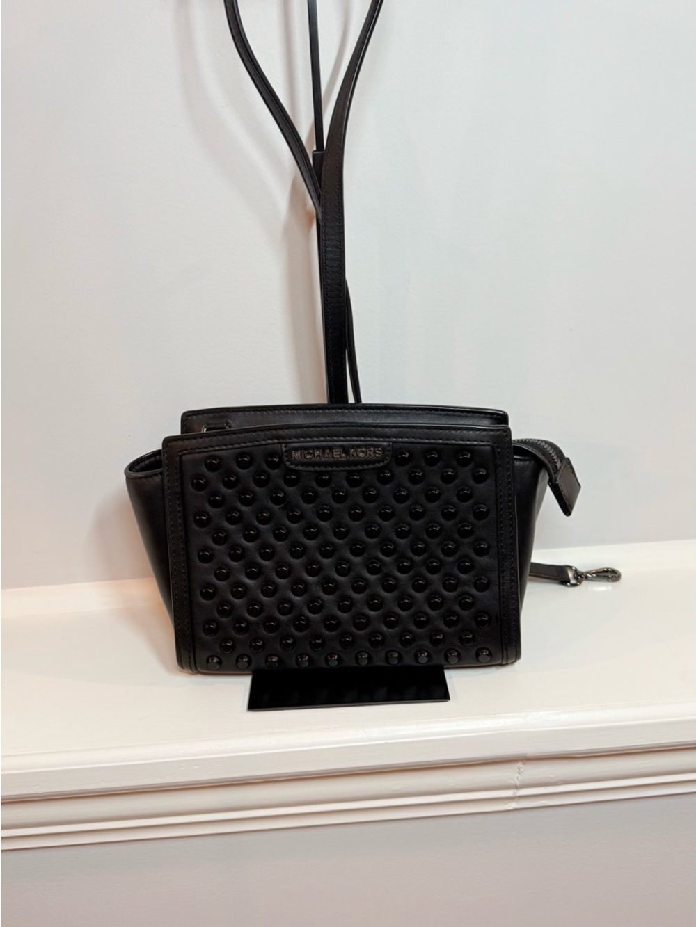 MICHAEL Michael Kors Black Studded Leather Crossbody